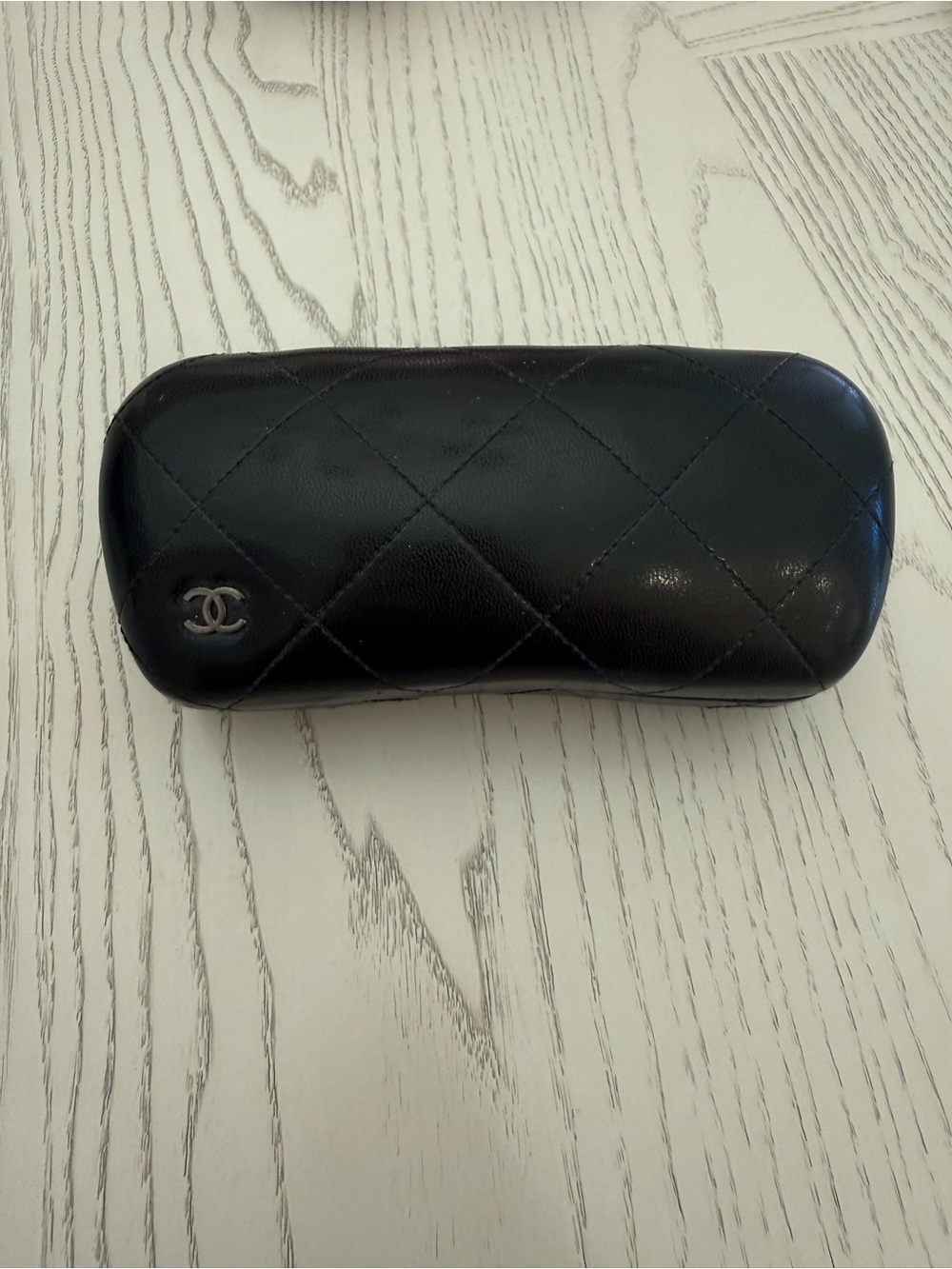 CHANEL Black Quilted Leather Eyewear Case